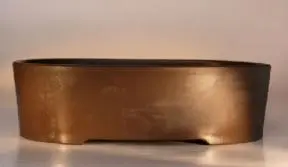 Ceramic Bonsai Pot Houtoku Unglazed Oval - Brown 13.0"x9.5"x3.75"