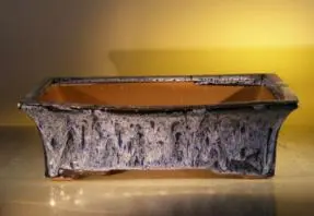 Marble Blue Ceramic Bonsai Pot - Rectangle 12.0" x 9.5" x 3.4"