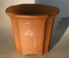 Unglazed Round Cascade Bonsai with Floral Etching 10" x 10" x 8.5"