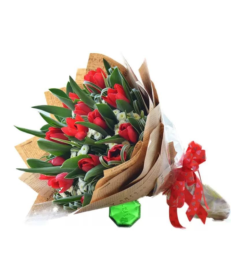 Red Tulips in Bouquet