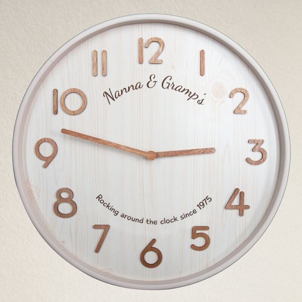 Personalised 36cm Wooden Wall Clock