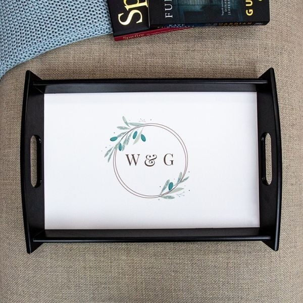Wreath Initials Serving Tray