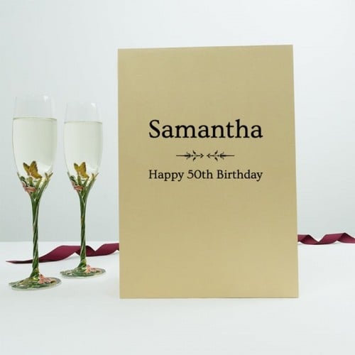 Personalised Champagne Flutes Butterfly