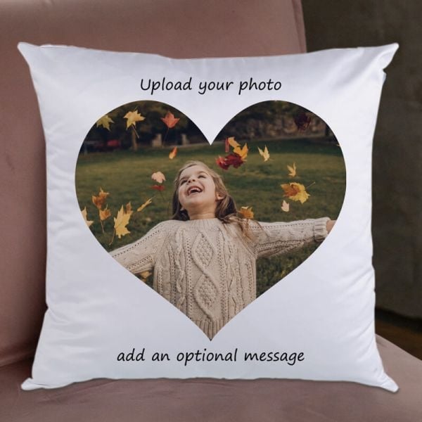 Satin Heart Photo Cushion