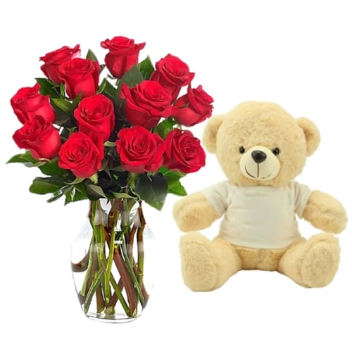 Roses & Cuddles the Bear