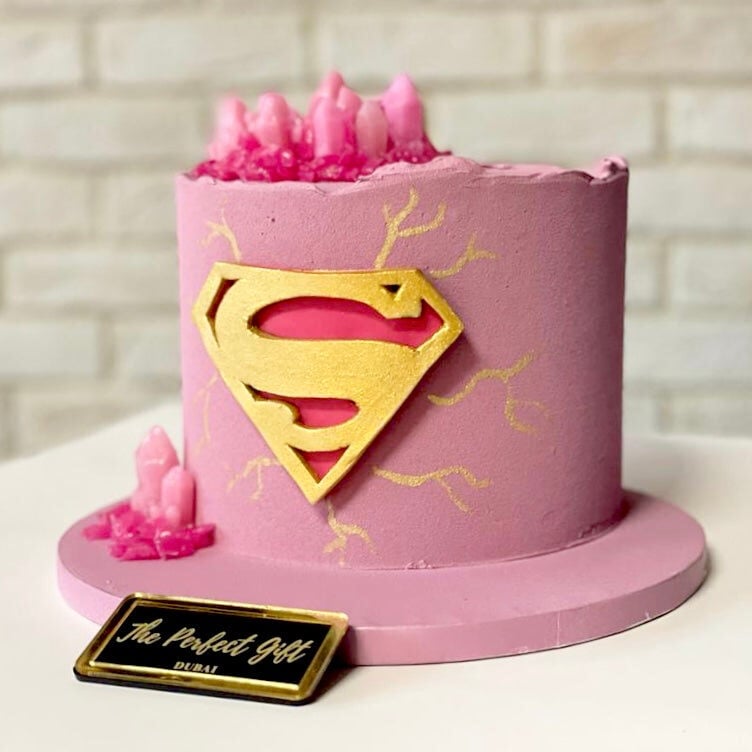 Pink Superwoman Kryptonite Cake