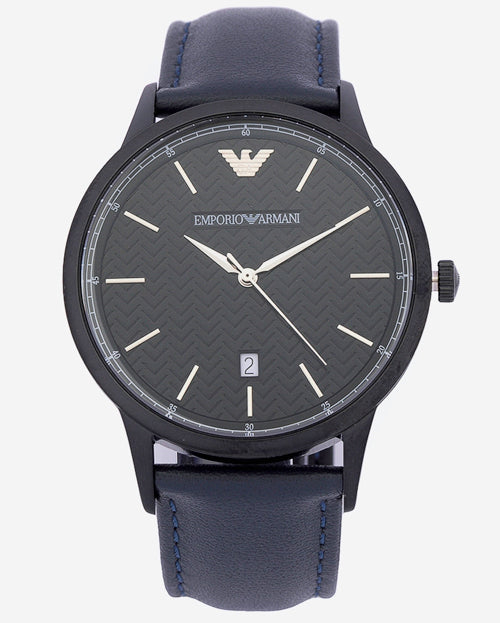 Emporio Armani Men's Dial Leather Renato Watch, Navy Blue