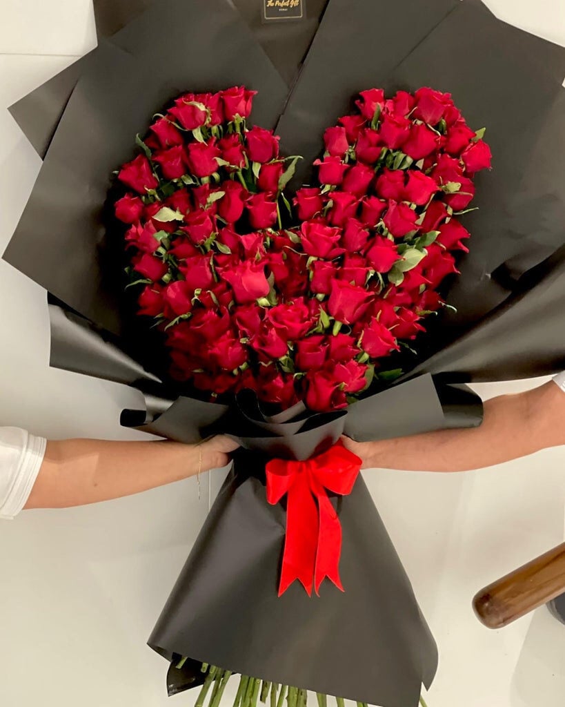 Heart Shape 100 Roses Bouquet
