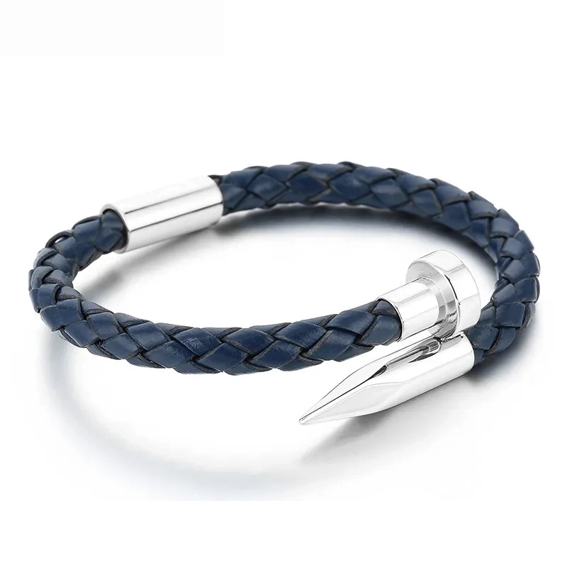 Navy Blue Stainless Steel Men's Bangle