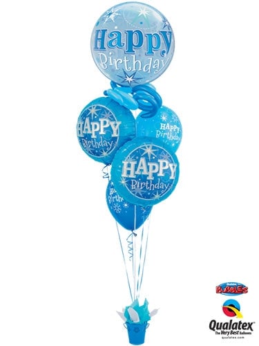 Fun Blue Happy Birthday Balloon Bouquet