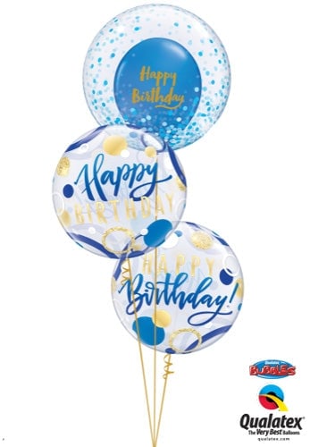 Blue Glitzy Birthday Balloon Bouquet