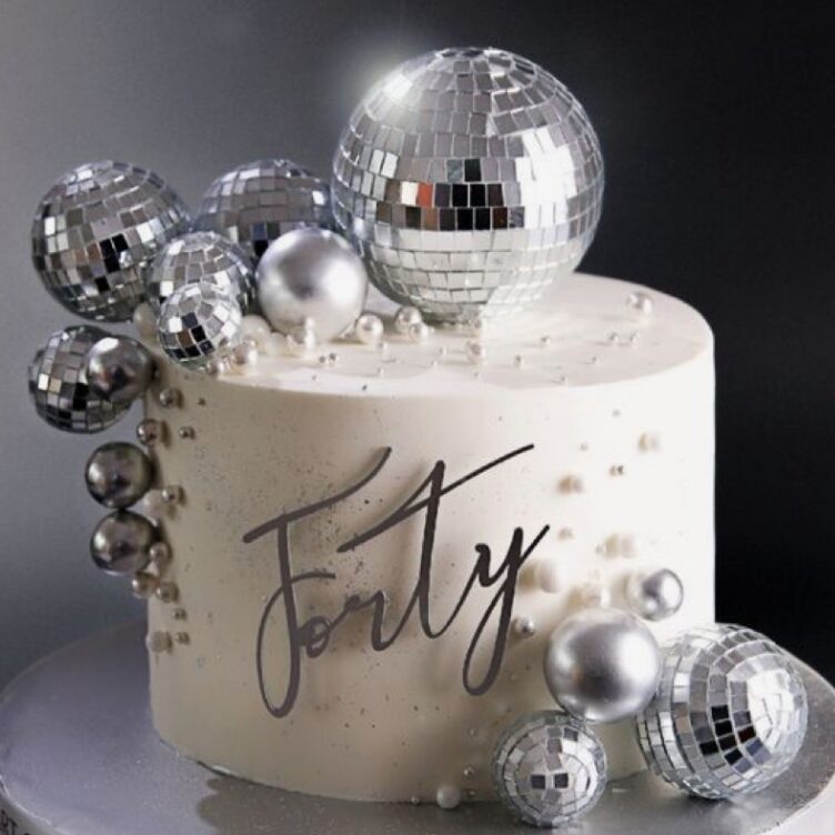 Silver Disco Balls Birthday Cake