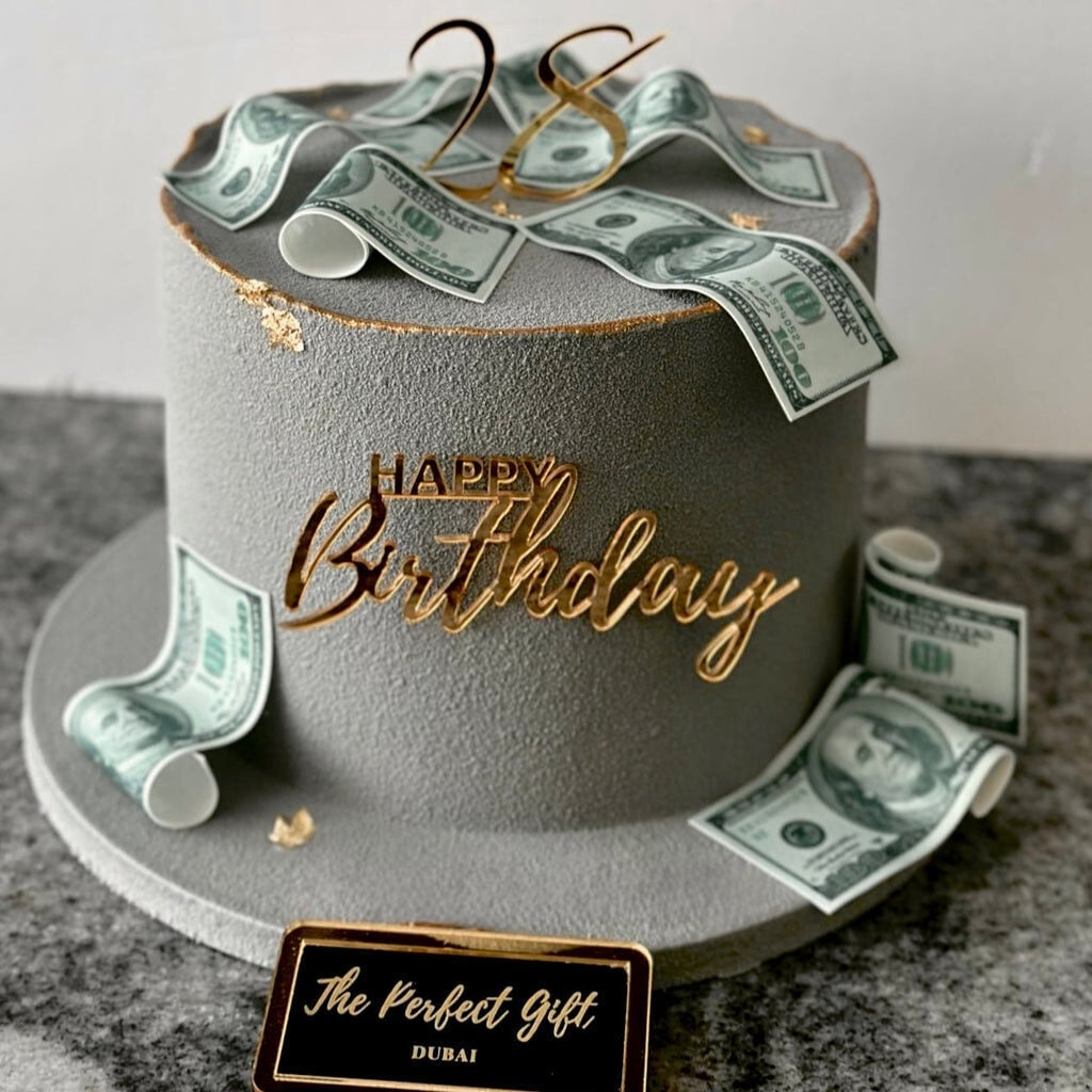 Dollars Bills Grey Cake