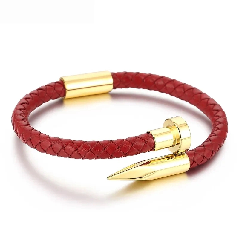 Red Stainless Steel Men's Bangle
