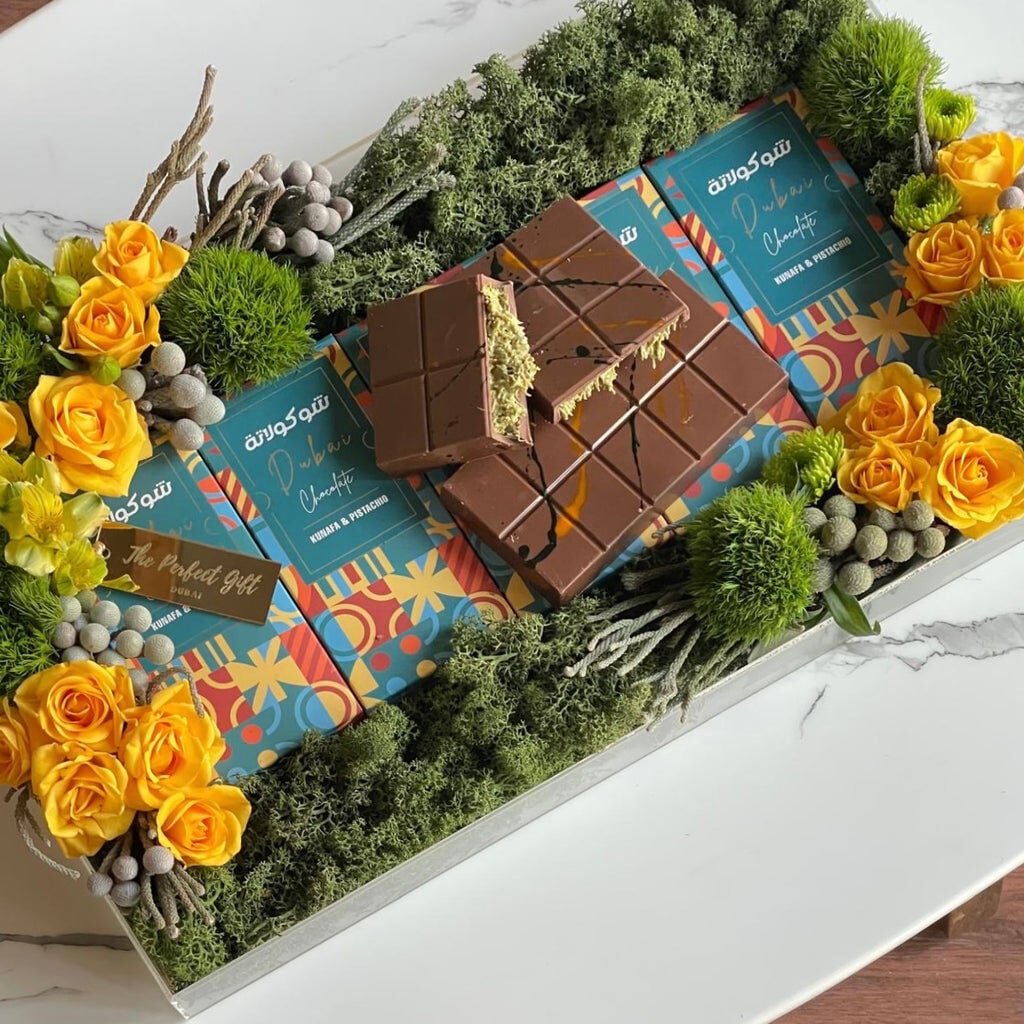 Pistachio Kunafa Dubai Viral Chocolate - Flower Arrangement (Belgian chocolate)