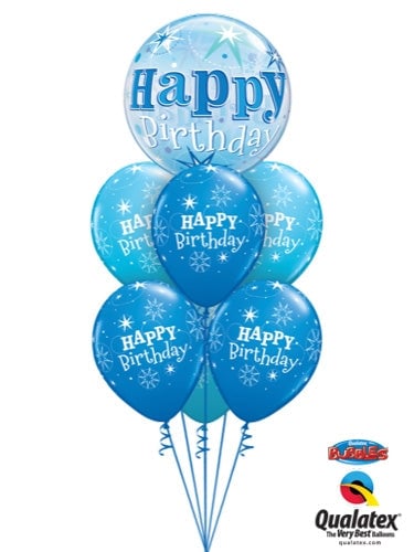 Exciting Blue Happy Birthday Balloon Bouquet