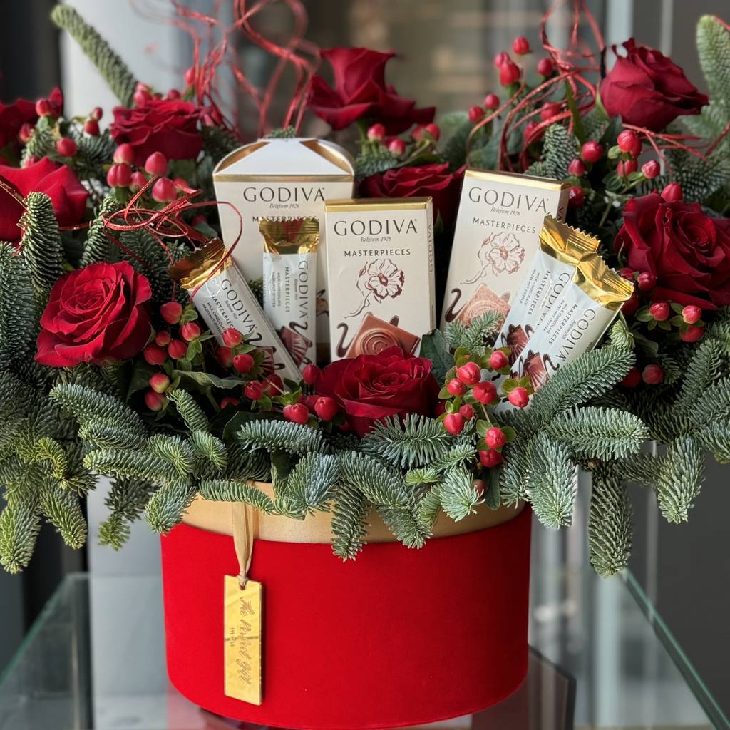 Red Godiva & Roses Gift Box