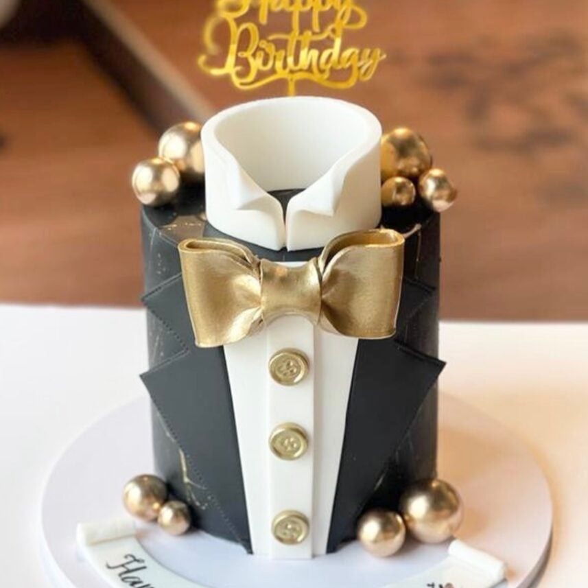 Elegant Black Tuxedo Cake