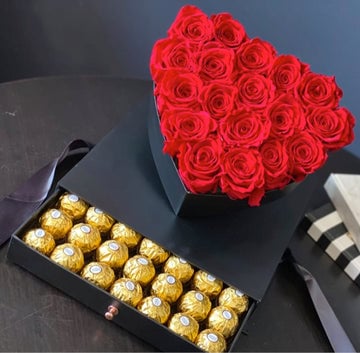 Roses in Heart Shaped Box with Drawer