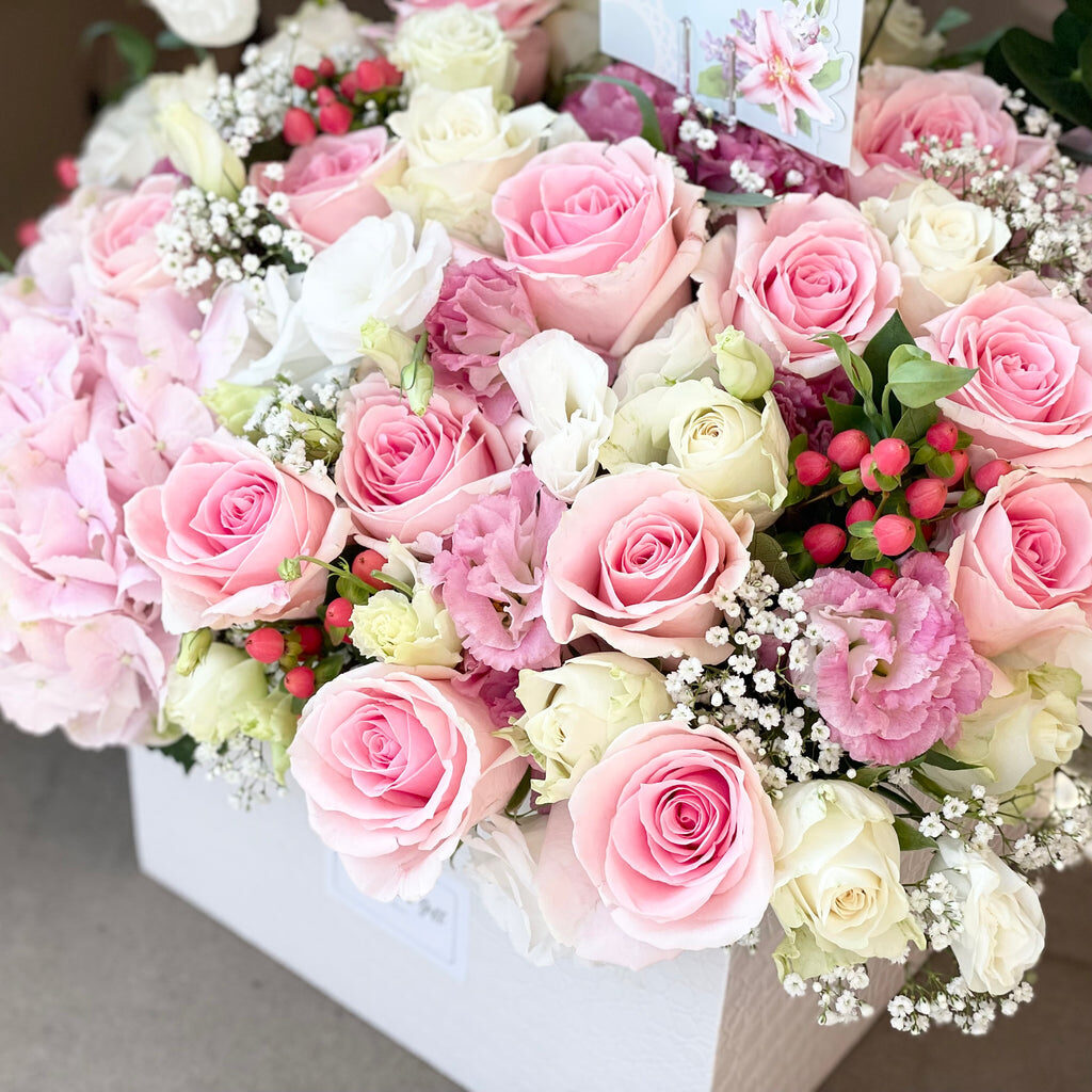 Extra Large Pink & White Flower Gift Box