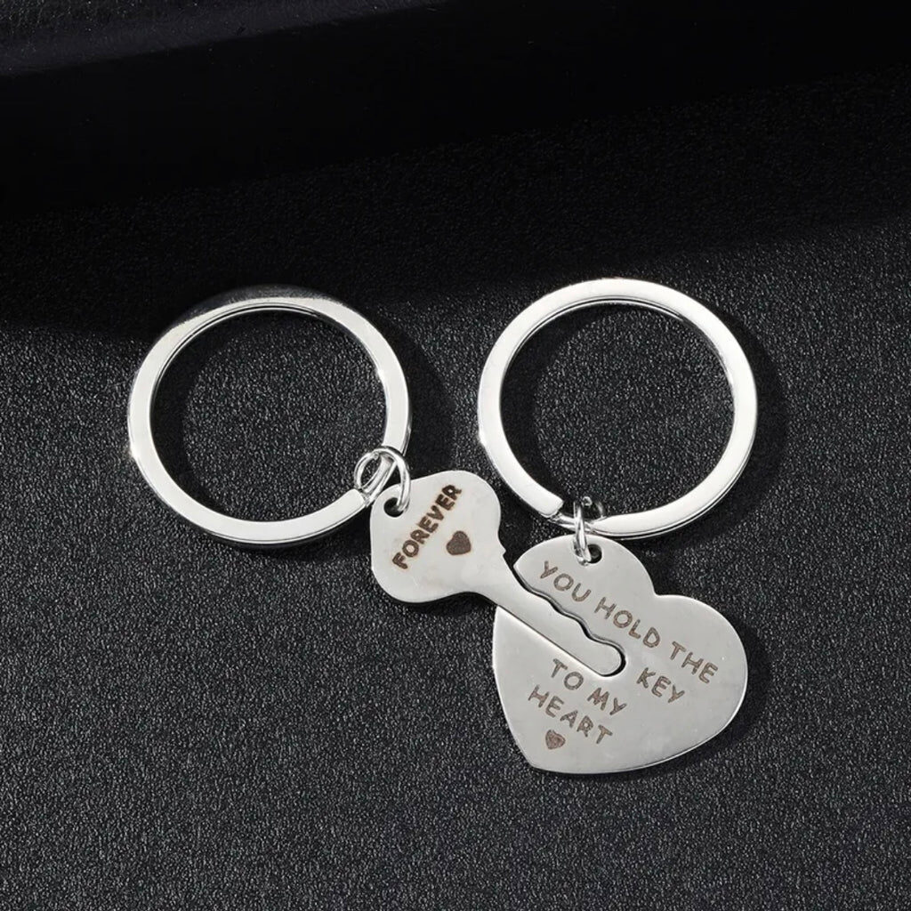 Stainless Steel Heart Key Keychain