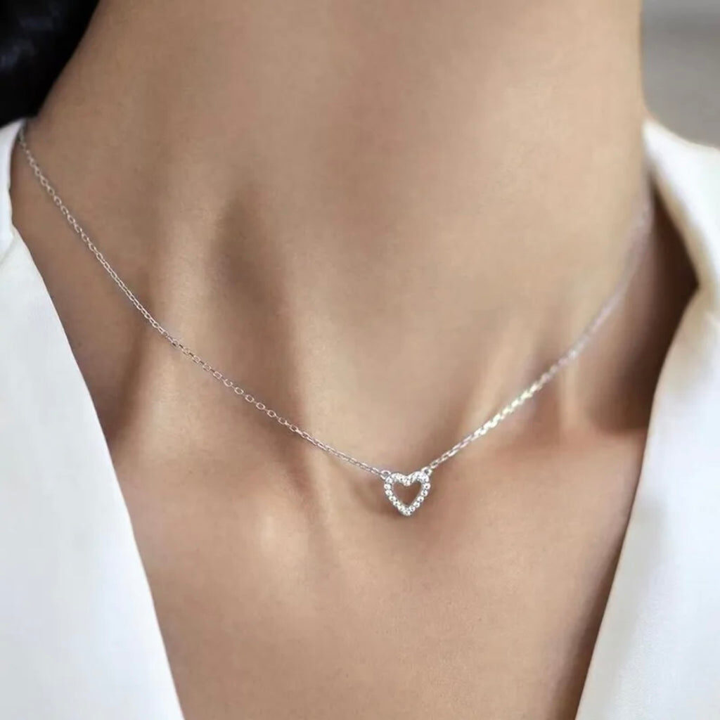 Sterling Silver Heart & Zircon Pendant