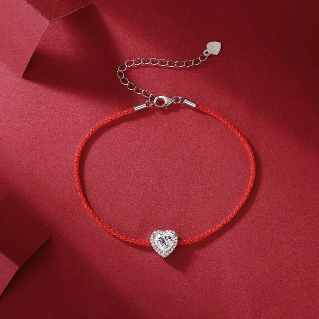 Sterling Silver Heart Red Bracelet