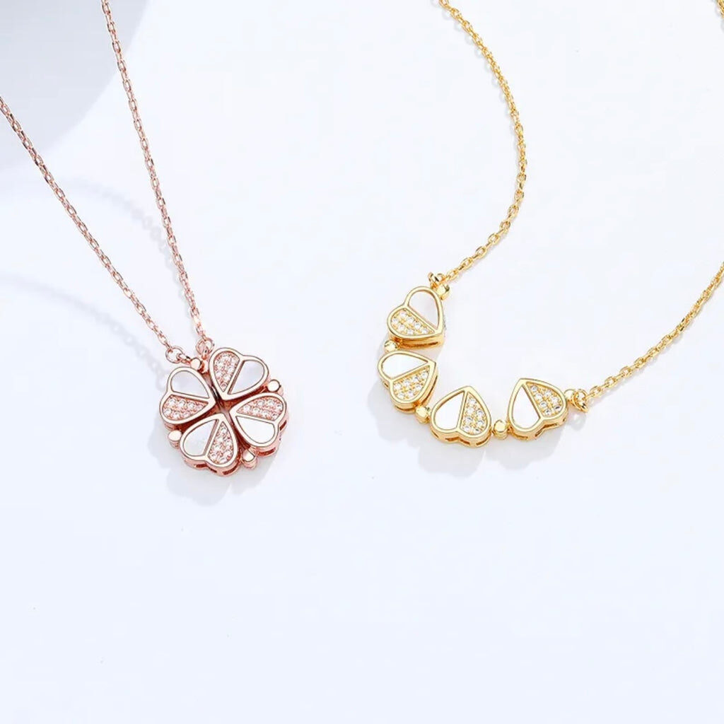 Flower Hearts Sterling Silver Rhinestones Pendant