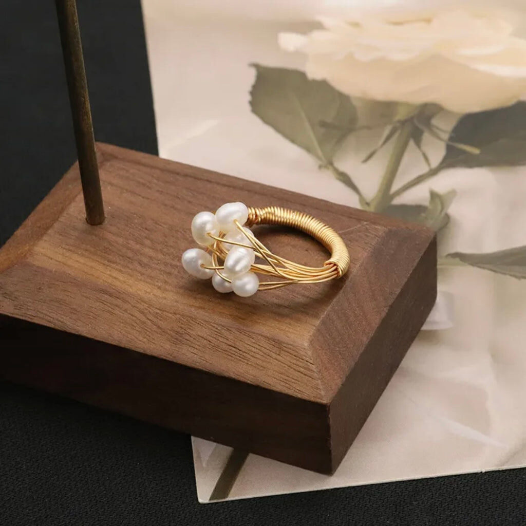 Vintage Freshwater Pearl Sterling Silver 18k Gold Plated Ring