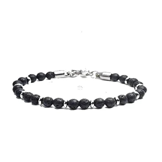 Stainless Steel Lava Rock beaded Men's Bracelet