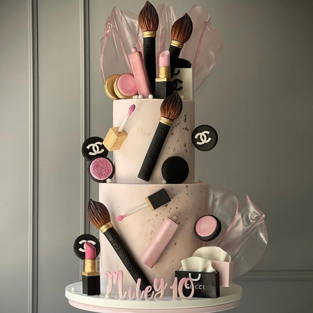 Make-Up Theme Two Tiered Cake