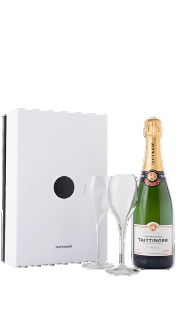 Taittinger Brut Reserve Gift Pack with 2 Flutes