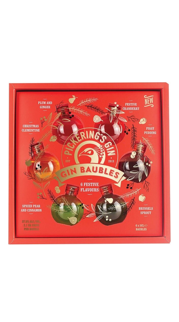 Pickerings Festive Flavours Gin Bauble Pack 37.5% 50ml (Miniatures)