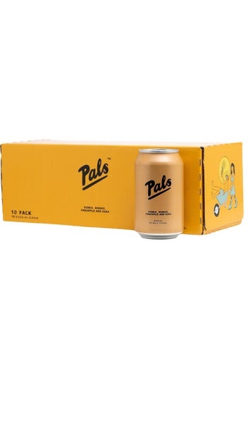 Pals Vodka, Mango, Pineapple & Soda 10 pack 330ml cans