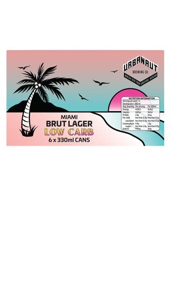 Urbanaut Miami Brut Low Carb Lager 6 pack