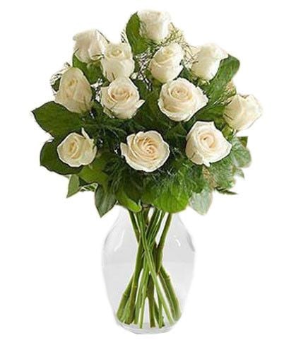 Dozen White Roses Bouquet (12 Stems)