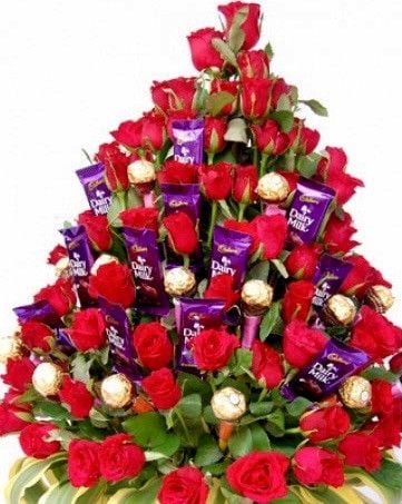 48 Roses Cadbury-Ferrero Bouquet