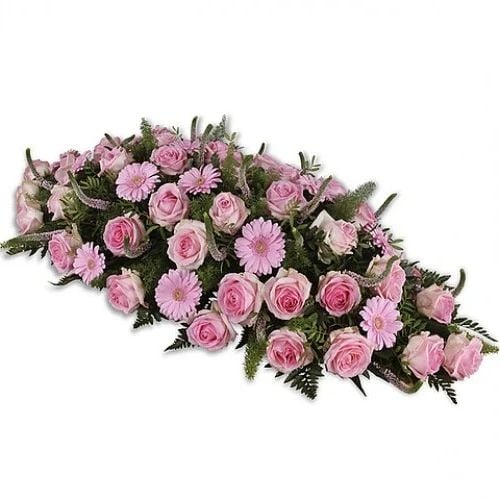 Remembrance Funeral Coffin Top Pink Casket Flowers (None)