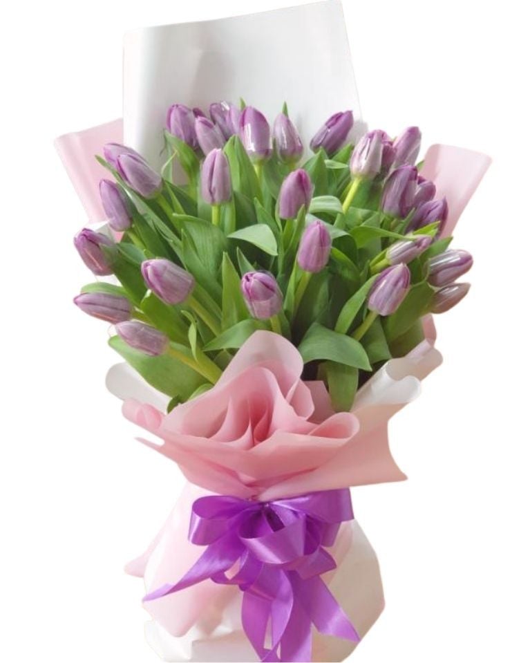 20 Violet Tulips Bouquet