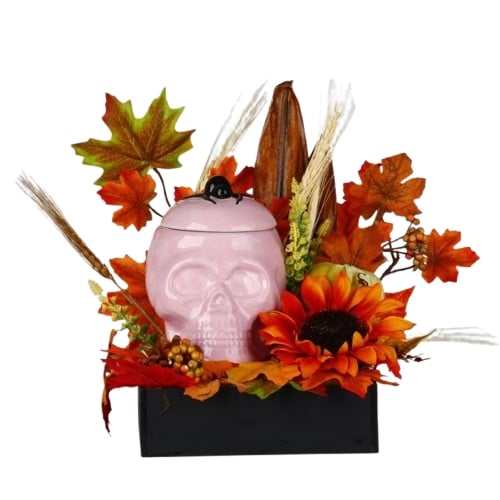 Halloween Ceramic Skull Candy Jar Ornament