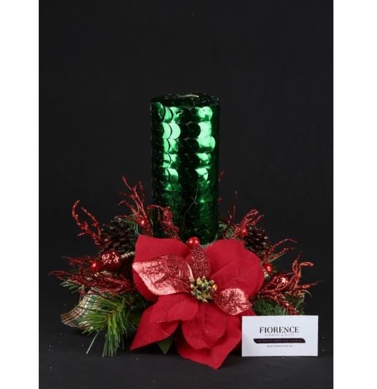 Green Sequins Candle Centerpiece