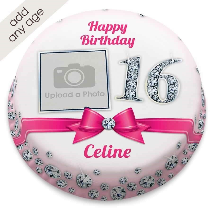 Any Age Diamond Photo Cake (Small Party Cake (Serves 10-12))