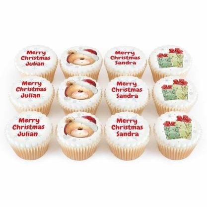 12 Christmas Ted Cupcakes
