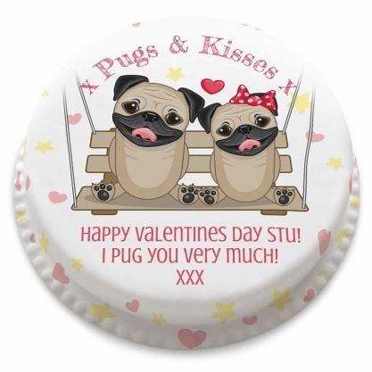 pugs & kisses cake (letterbox gift cakes(serves2-4))