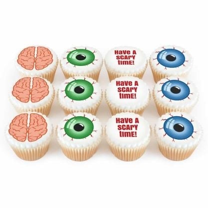 12 brains & eyeballs cupcakes