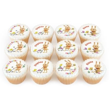 12 happy easter bunny cupcakes