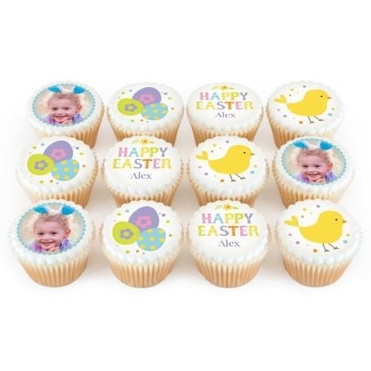 12 easter sign cupcakes