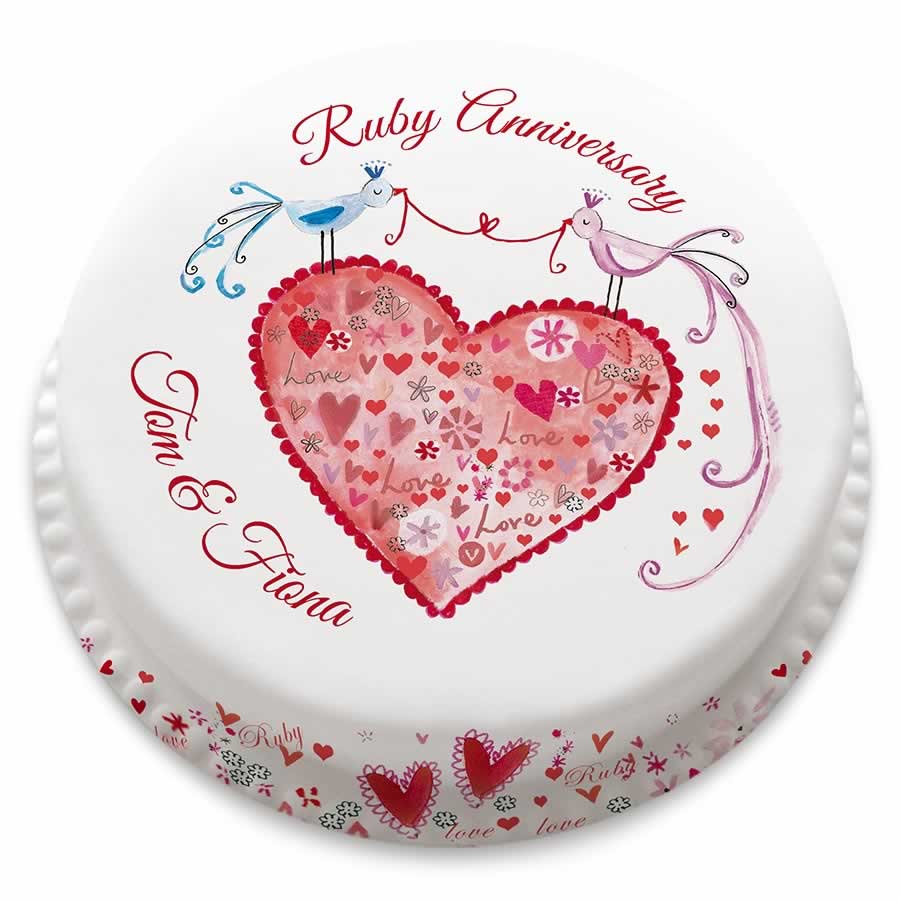 Ruby Anniversary Cake (Small Party Cake (Serves 10-12))