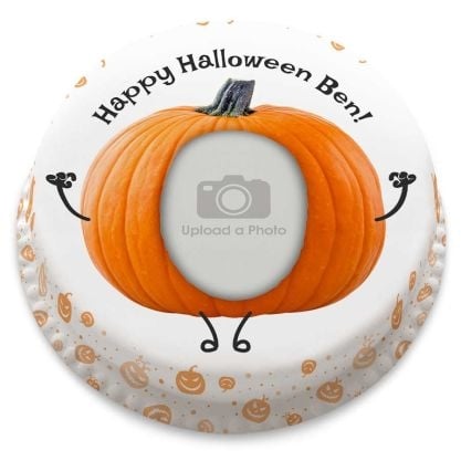 pumpkin face photo cake (small party cake (serves 10-12))