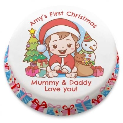 1st Christmas Pink Cake (letterbox gift cake (serves 2-4))